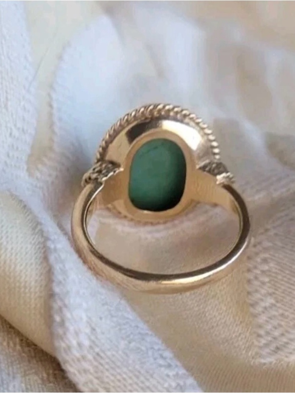 Vintage solid 14k gold natural blue/green turquoise ring with matrix size 6.5 - Picture 5 of 7